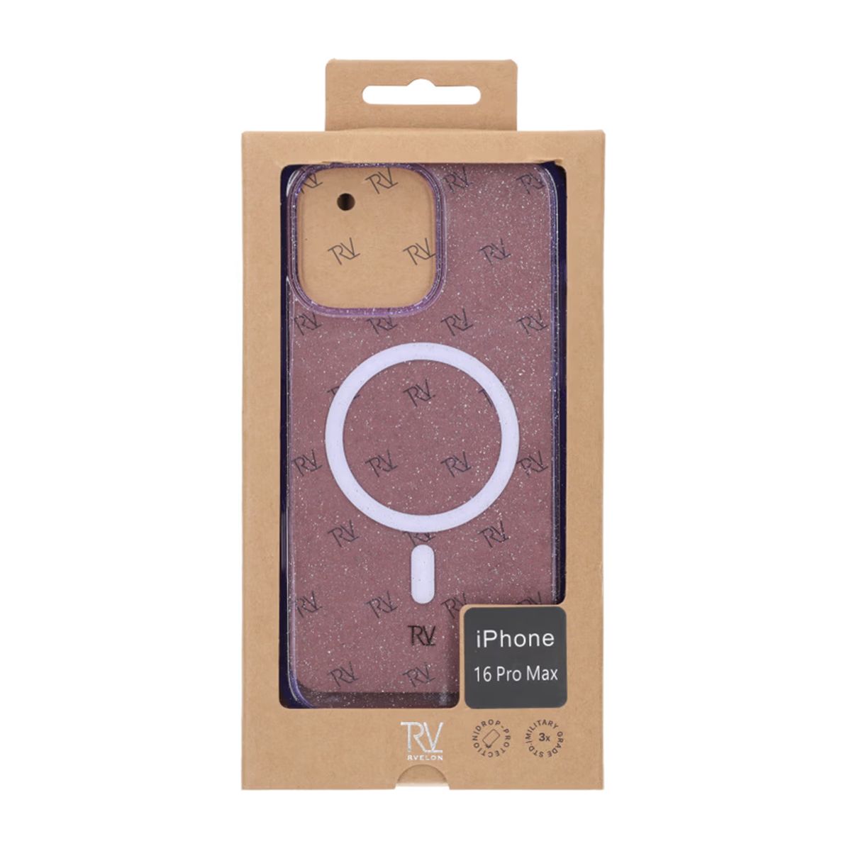 iPhone 16 Pro Max Rvelon Mobilskal TPU med MagSafe - Glitter Lila