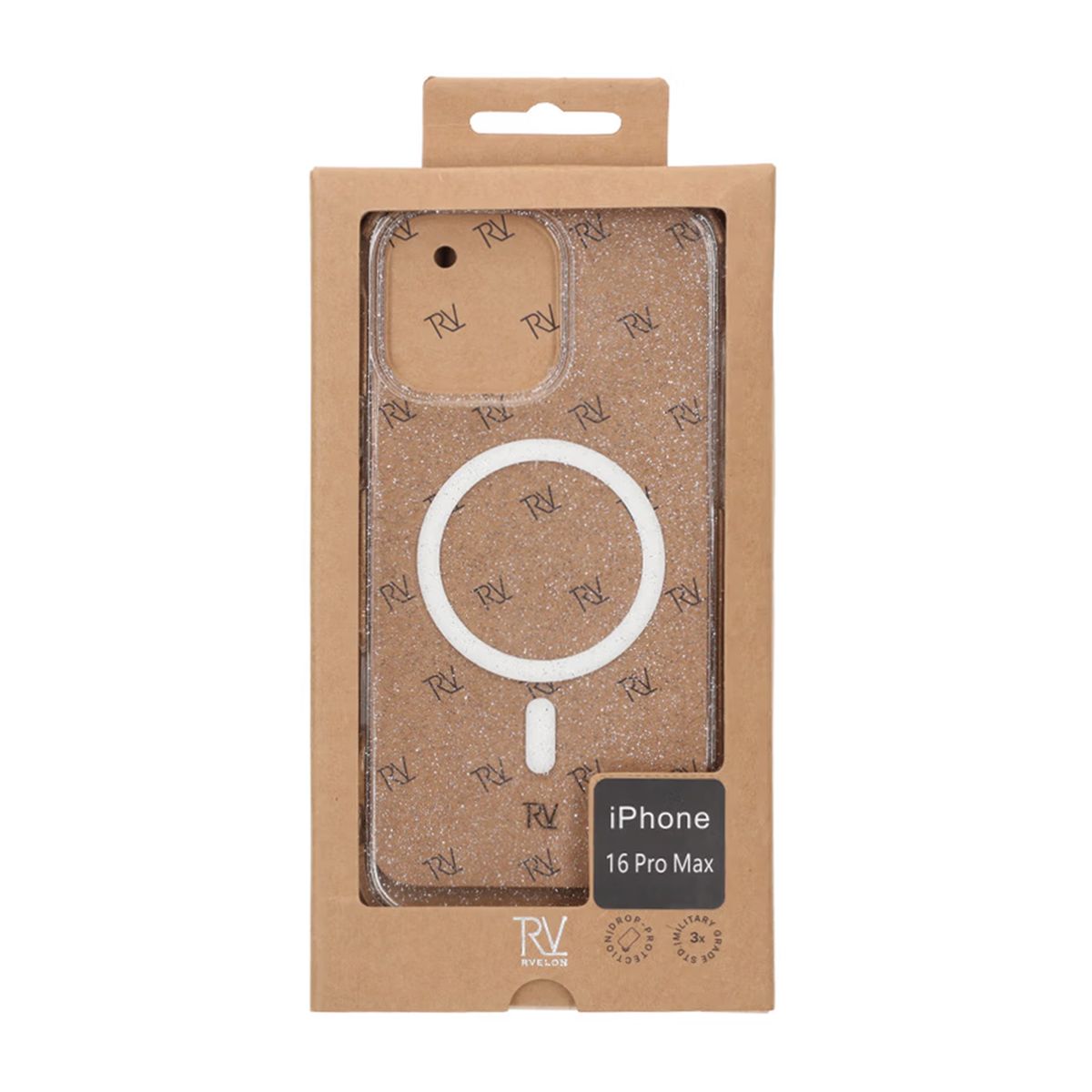iPhone 16 Pro Max Rvelon Mobilskal TPU med MagSafe - Glitter Vit