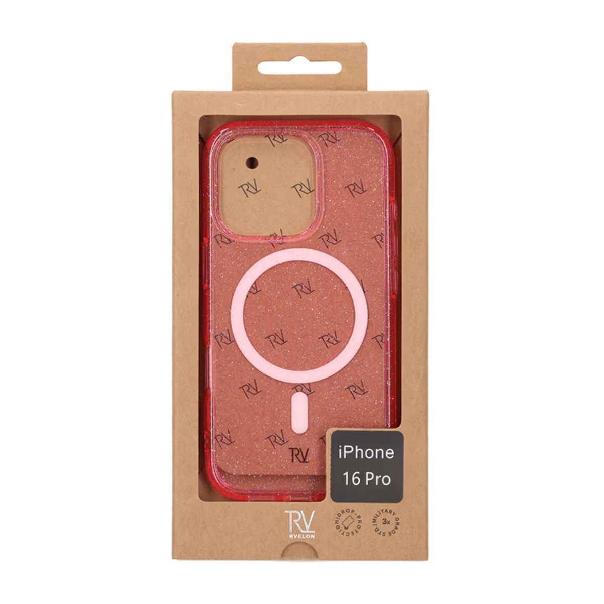 iPhone 16 Pro Rvelon Mobilskal TPU med MagSafe - Glitter Rosa