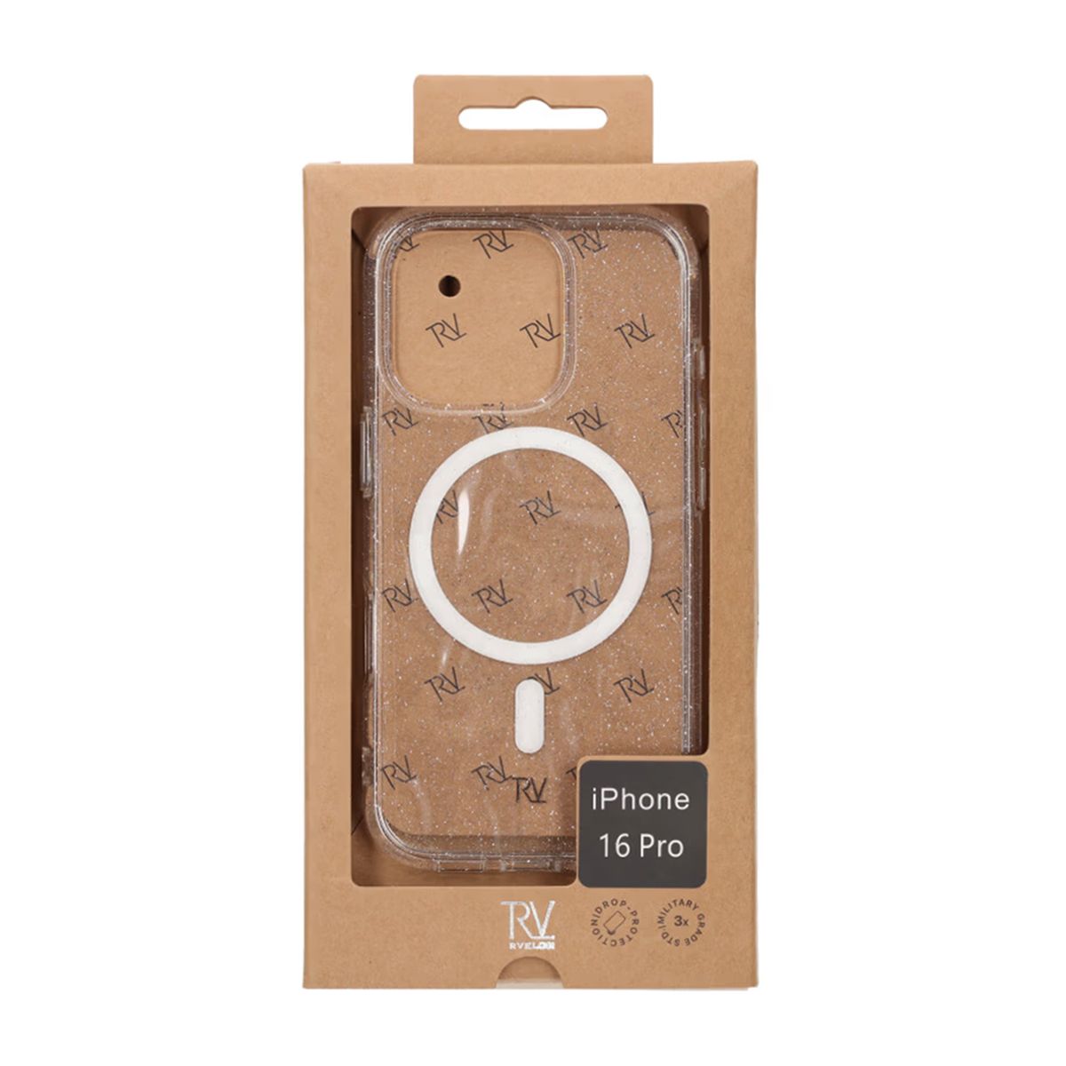 iPhone 16 Pro Rvelon Mobilskal TPU med MagSafe - Glitter Vit