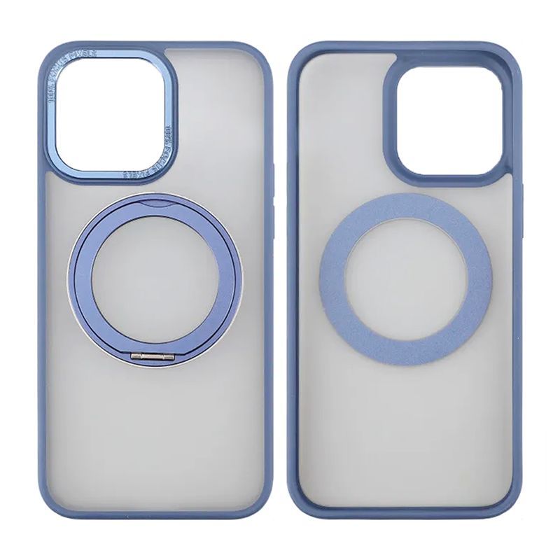 Rvelon  TPU + PC Metal Ring Case With MagSafe For iPhone 15 Pro Max Blue