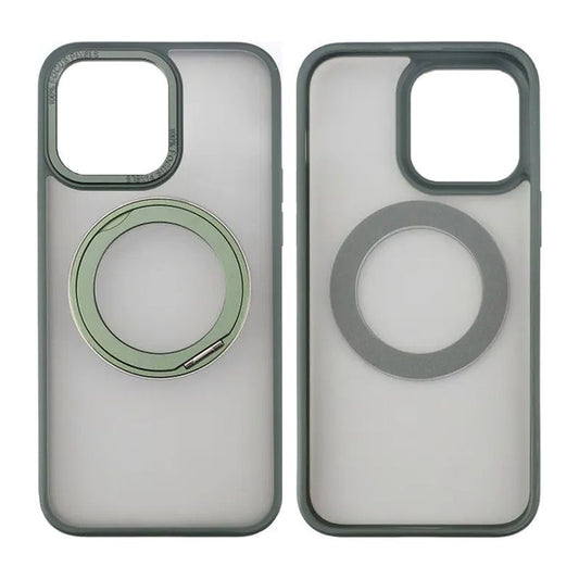 Rvelon  TPU + PC Metal Ring Case With MagSafe For iPhone 15 Pro Max Green