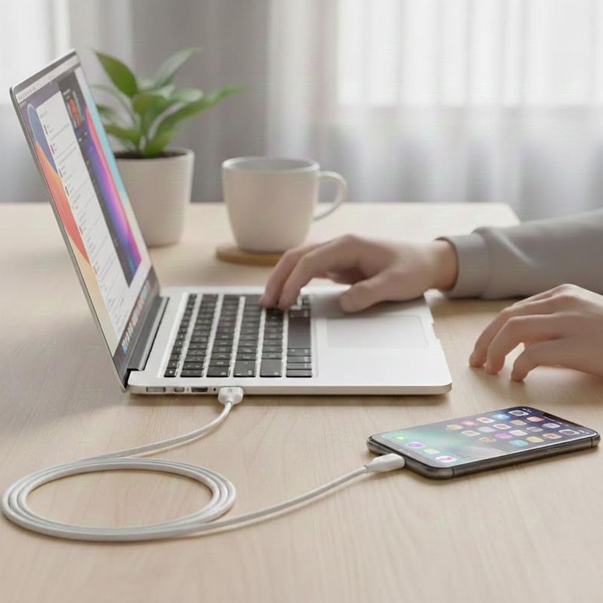 Rvelon USB-A till USB-C Kabel 1M White