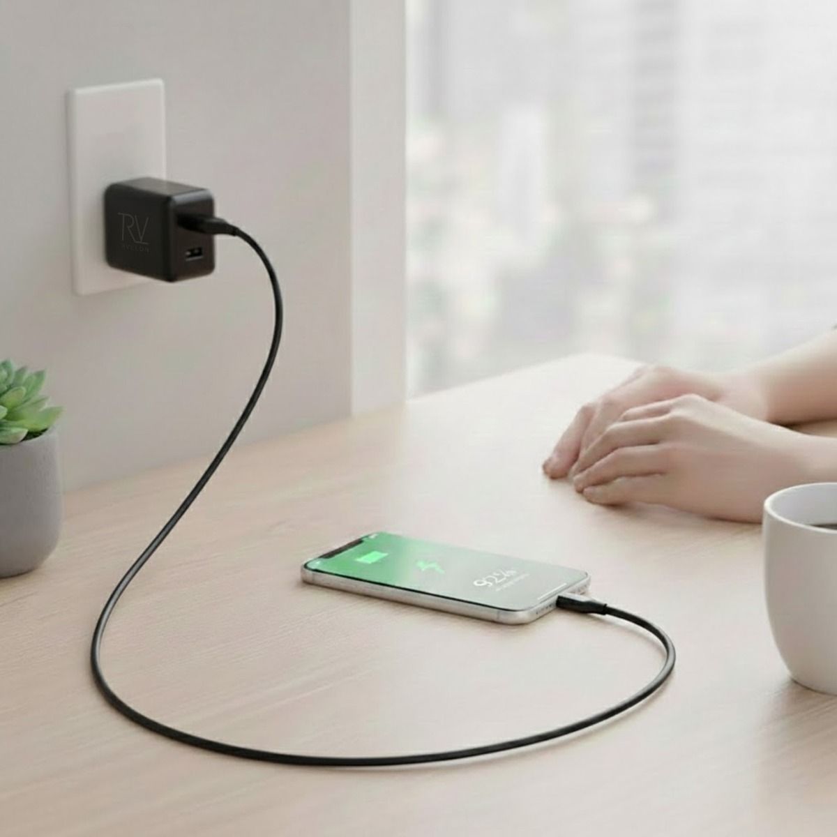 Rvelon USB-A till USB-C Kabel 1 Meter - Svart