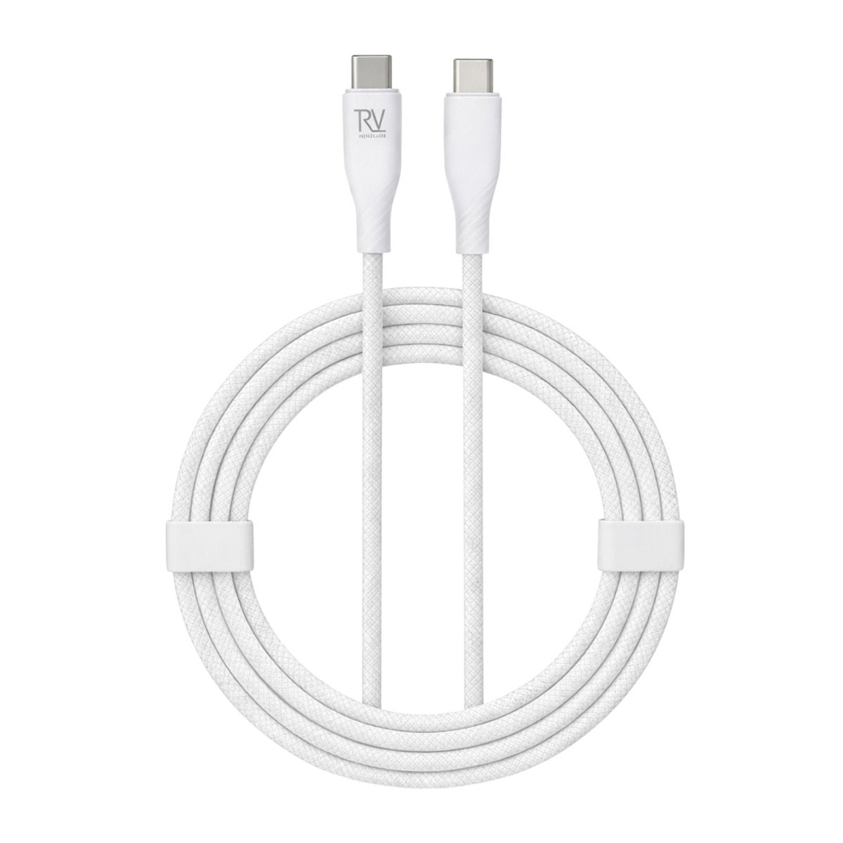 Rvelon USB2.0 USB-C TO USB-C SILICONE + braiding CABLE 2M White