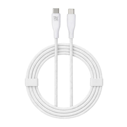 Rvelon USB2.0 USB-C TO USB-C SILICONE + braiding CABLE 2M White