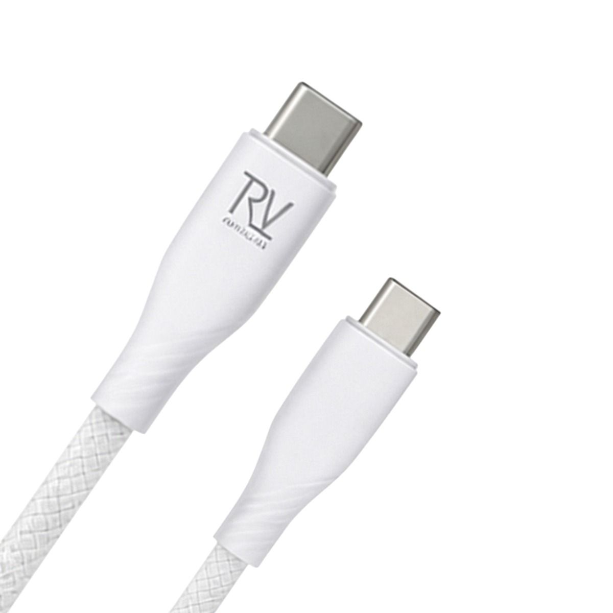 Rvelon USB2.0 USB-C TO USB-C SILICONE + braiding CABLE 2M White