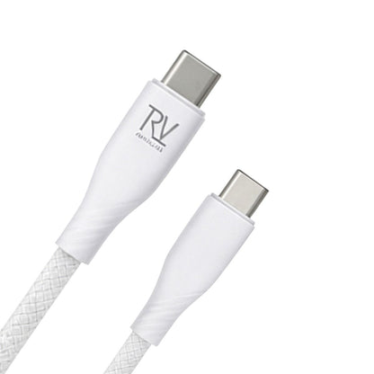 Rvelon USB2.0 USB-C TO USB-C SILICONE + braiding CABLE 2M White