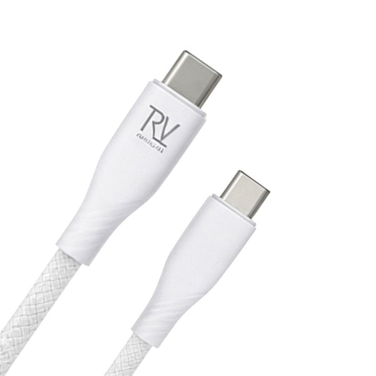 Rvelon USB2.0 USB-C TO USB-C SILICONE + braiding CABLE 2M White