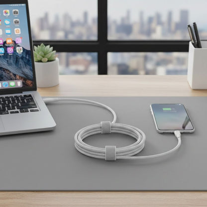 Rvelon USB2.0 USB-C TO USB-C SILICONE + braiding CABLE 2M White