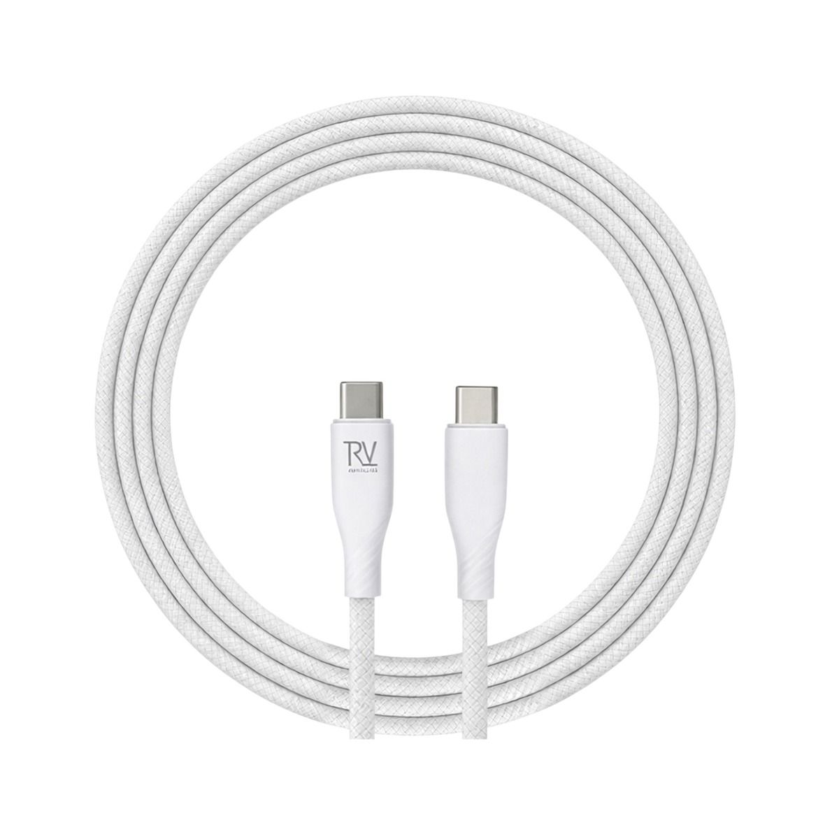 Rvelon USB2.0 USB-C TO USB-C SILICONE + braiding CABLE 2M White
