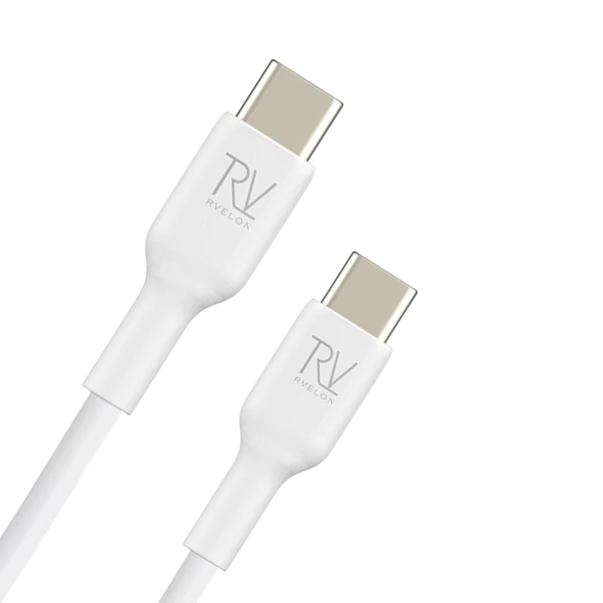 Rvelon USB-C Laddkabel 60W Snabbladdning 2m - Vit