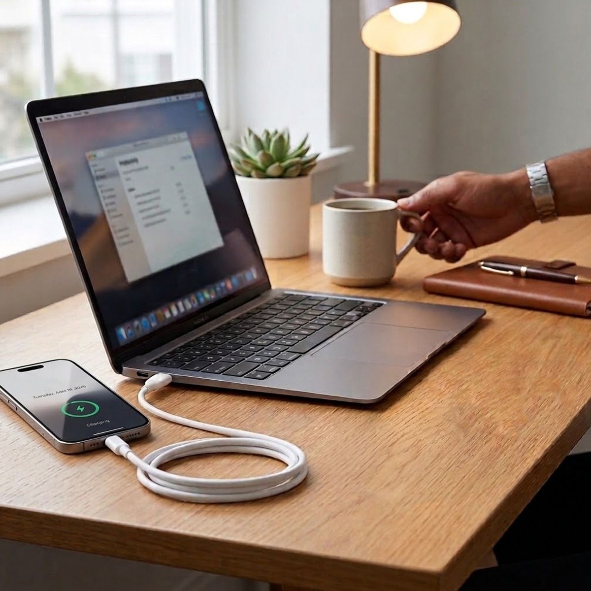 Rvelon USB-C Laddkabel 60W Snabbladdning 2m - Vit
