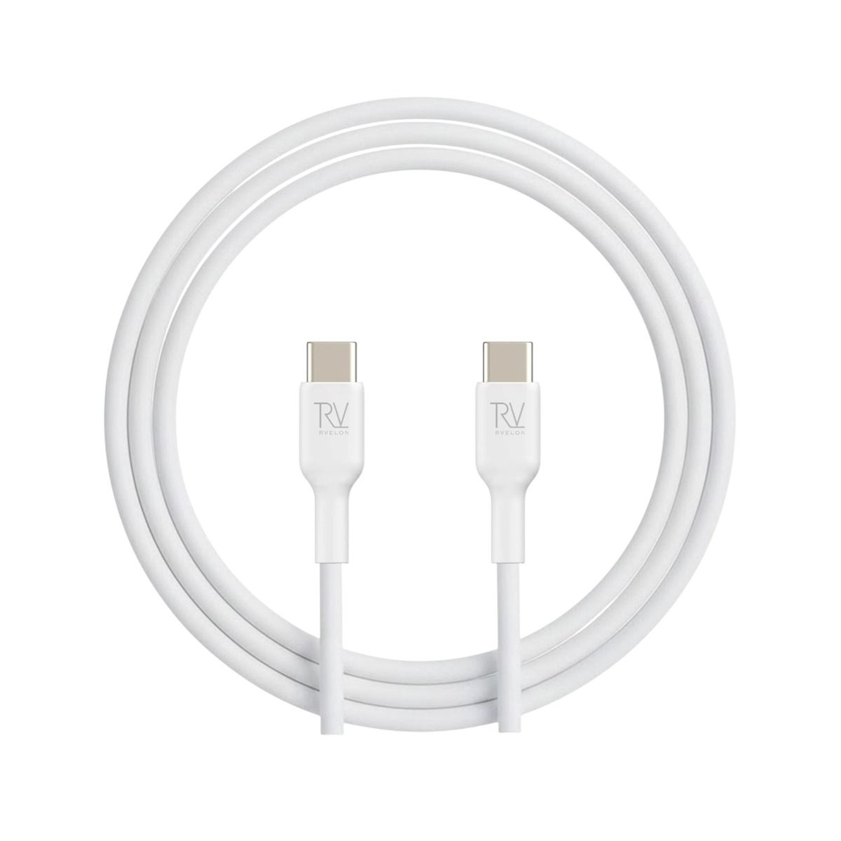 Rvelon USB-C Laddkabel 60W Snabbladdning 2m - Vit