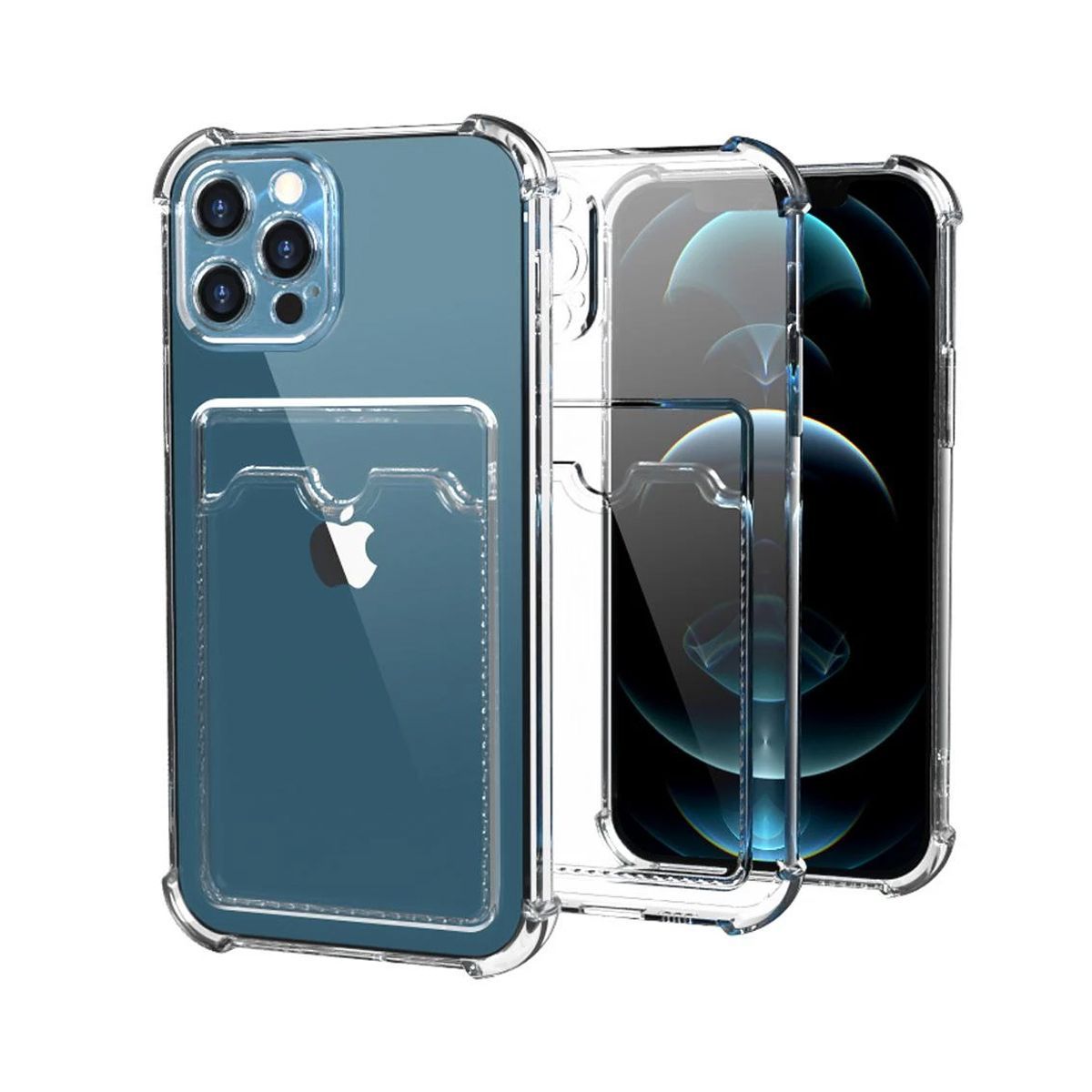 Shockproof Case with Card Holder iPhone 13 Pro - Transparent