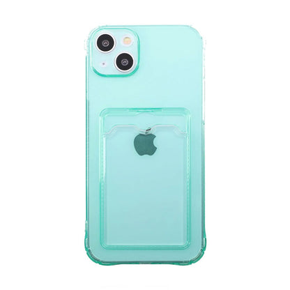 iPhone 14 Shockproof Case with Card Holder - Green