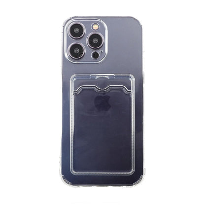 iPhone 14 Pro Max Shockproof Case with Card Holder - Transparent