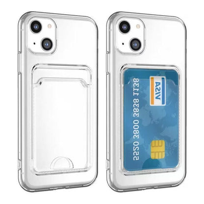 iPhone 15 Plus Shockproof Case with Card Holder - Transparent