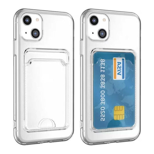 iPhone 15 Plus Shockproof Case with Card Holder - Transparent