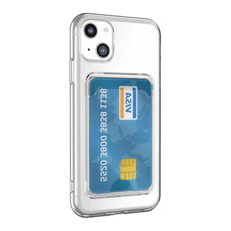 iPhone 15 Plus Shockproof Case with Card Holder - Transparent