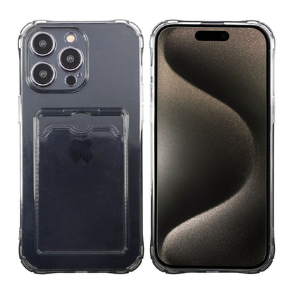 iPhone 15 Pro Shockproof Case with Card Holder - Black