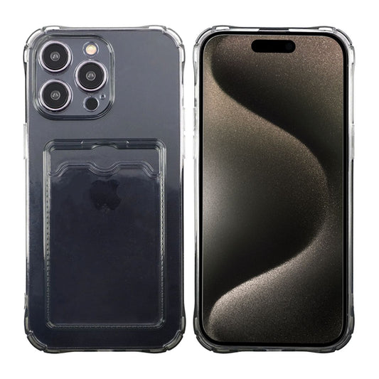 iPhone 15 Pro Shockproof Case with Card Holder - Black