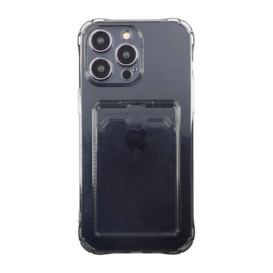 iPhone 15 Pro Shockproof Case with Card Holder - Black