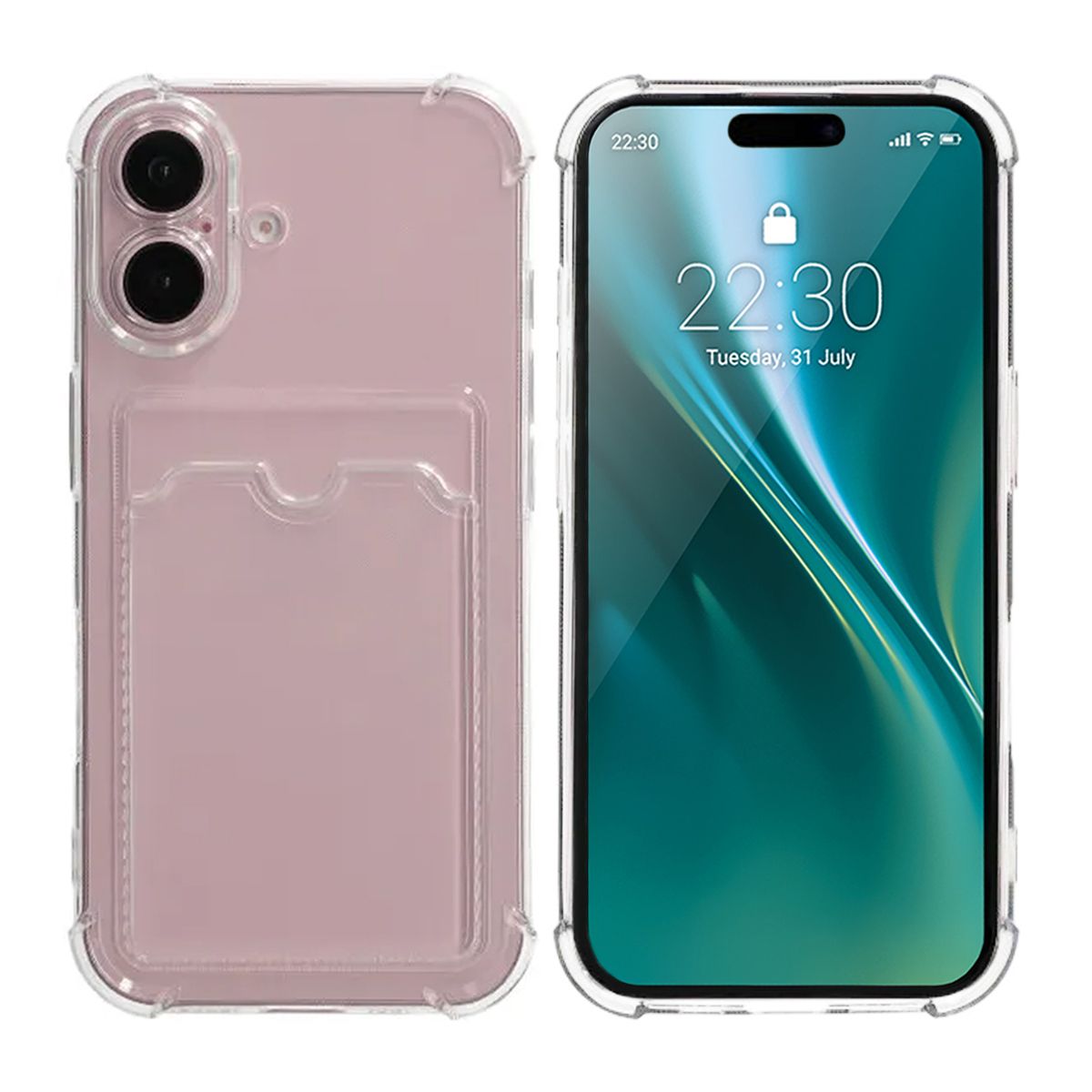 Shockproof Case with Card Holder iPhone 16 Plus Transparent