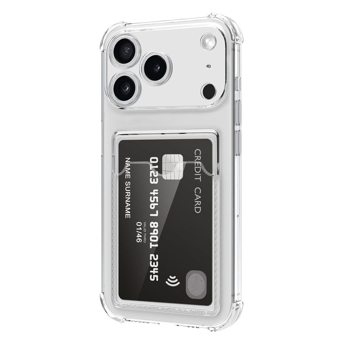 Shockproof Case with Card Holder iPhone 17 Pro Transparent