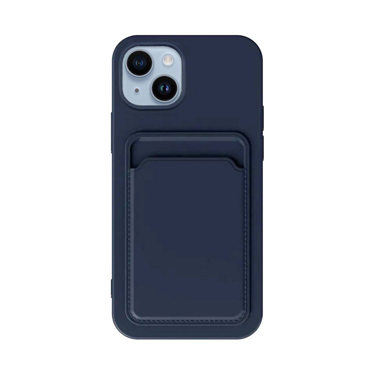 iPhone 14 Plus Silicone Case with Card Holder - Blue