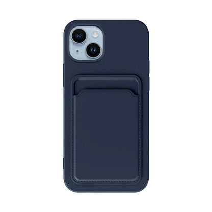 iPhone 14 Plus Silicone Case with Card Holder - Blue