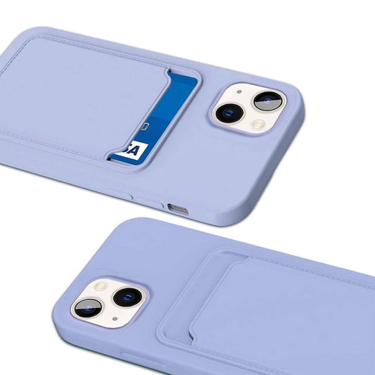 iPhone 14 Plus Silikonskal med Korthållare - Lila