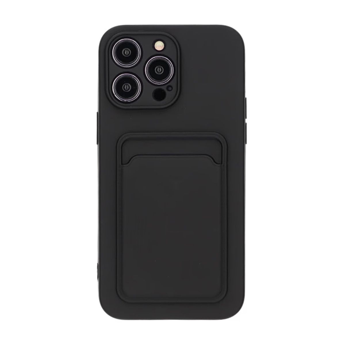 iPhone 14 Pro Max Silicone Case with Card Holder - Black