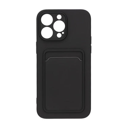 iPhone 14 Pro Max Silicone Case with Card Holder - Black