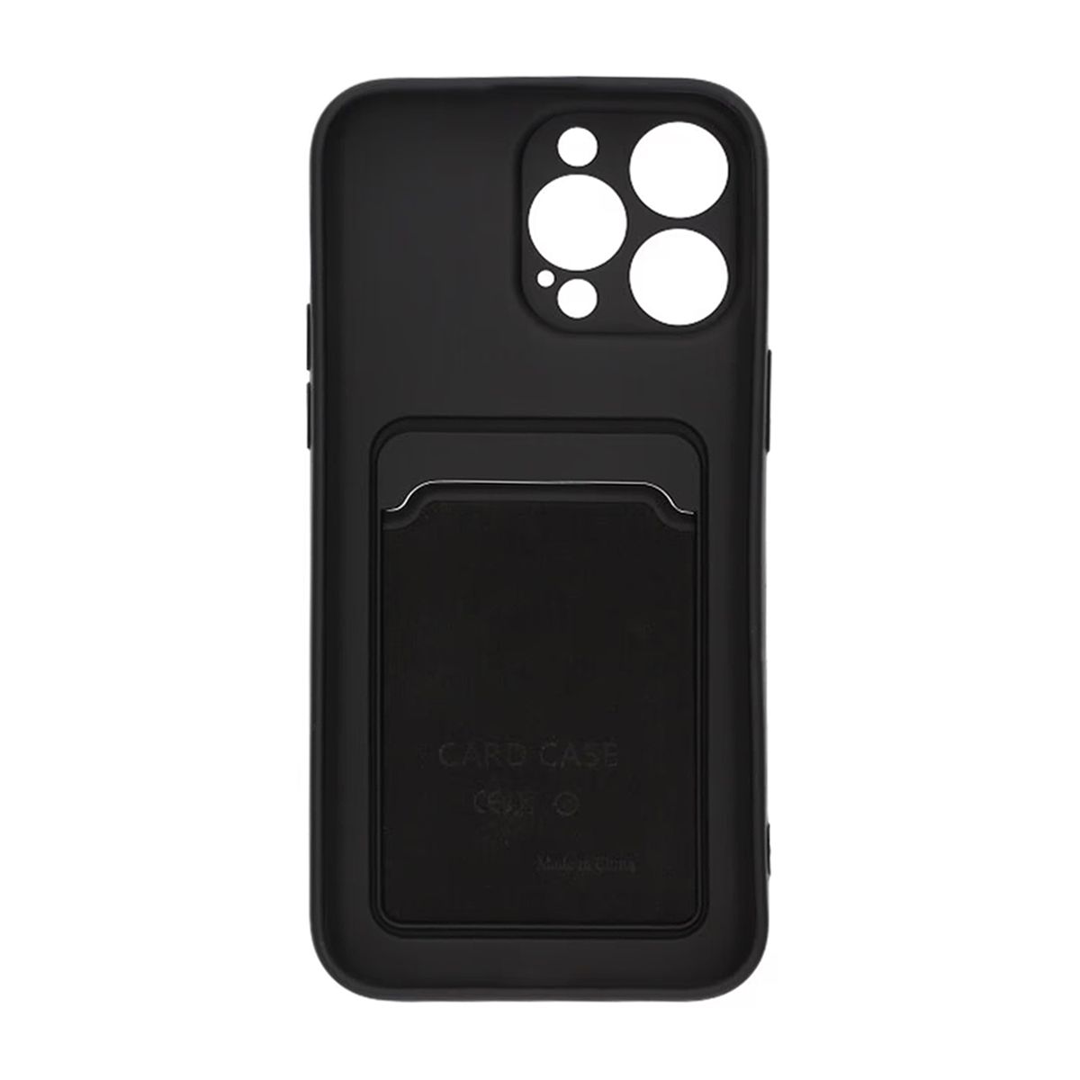 iPhone 14 Pro Max Silicone Case with Card Holder - Black
