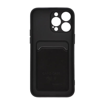 iPhone 14 Pro Max Silicone Case with Card Holder - Black