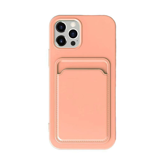 iPhone 14 Pro Silikonskal med Korthållare - Rosa