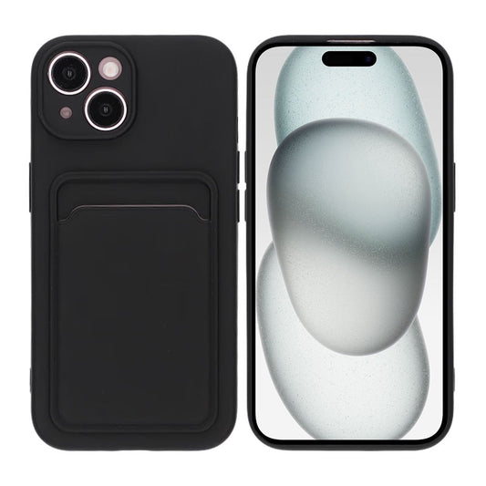 Silicone Case with Card Holder iPhone 15 Black