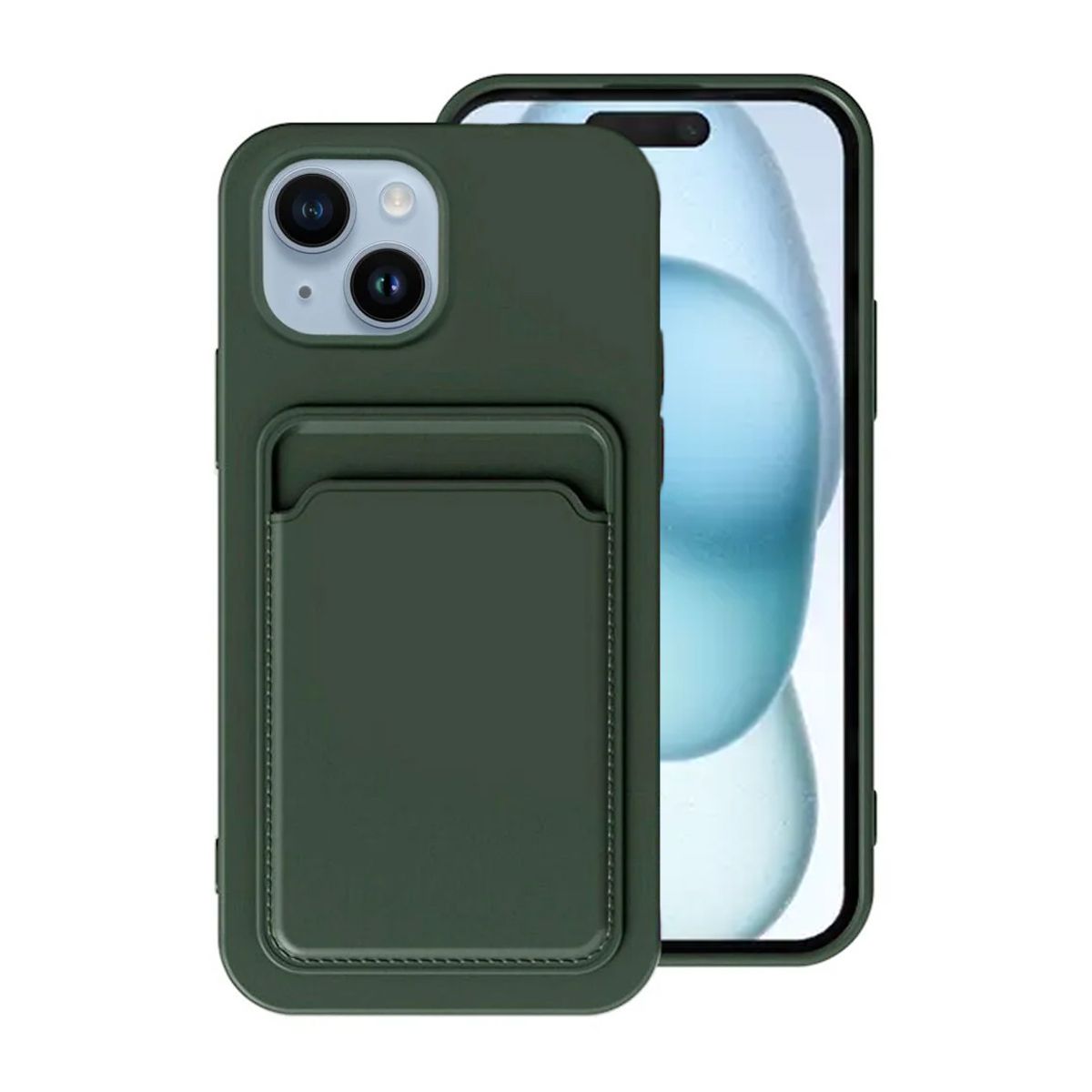 Silicone Case with Card Holder iPhone 15 Green