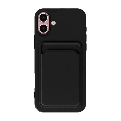 Silicone Case with Card Holder iPhone 16 - Black