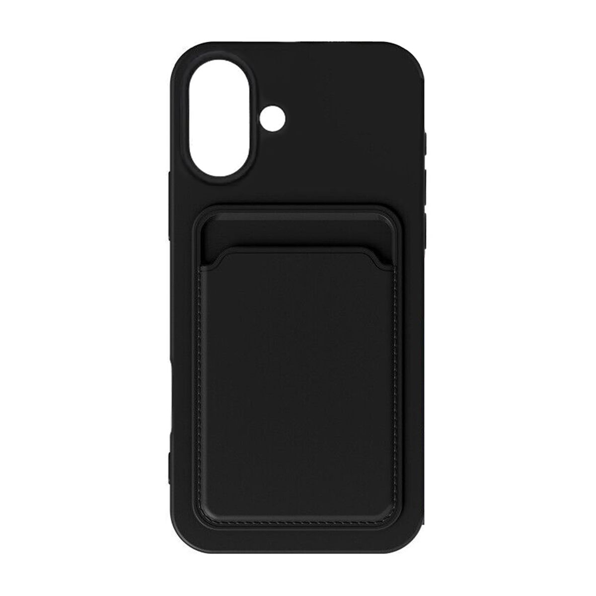 Silicone Case with Card Holder iPhone 16 - Black
