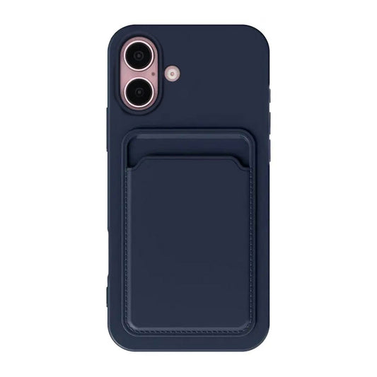 Silicone Case with Card Holder iPhone 16 -Blue