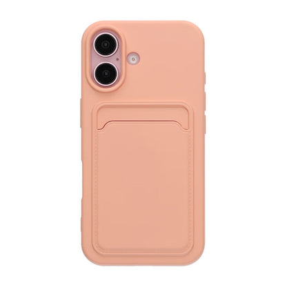 Mobilskal iPhone 16 Silikon med Korthållare - Rosa