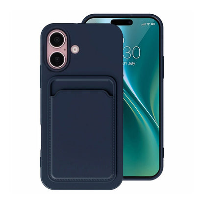 Silicone Case with Card Holder iPhone 16 Plus-Blue