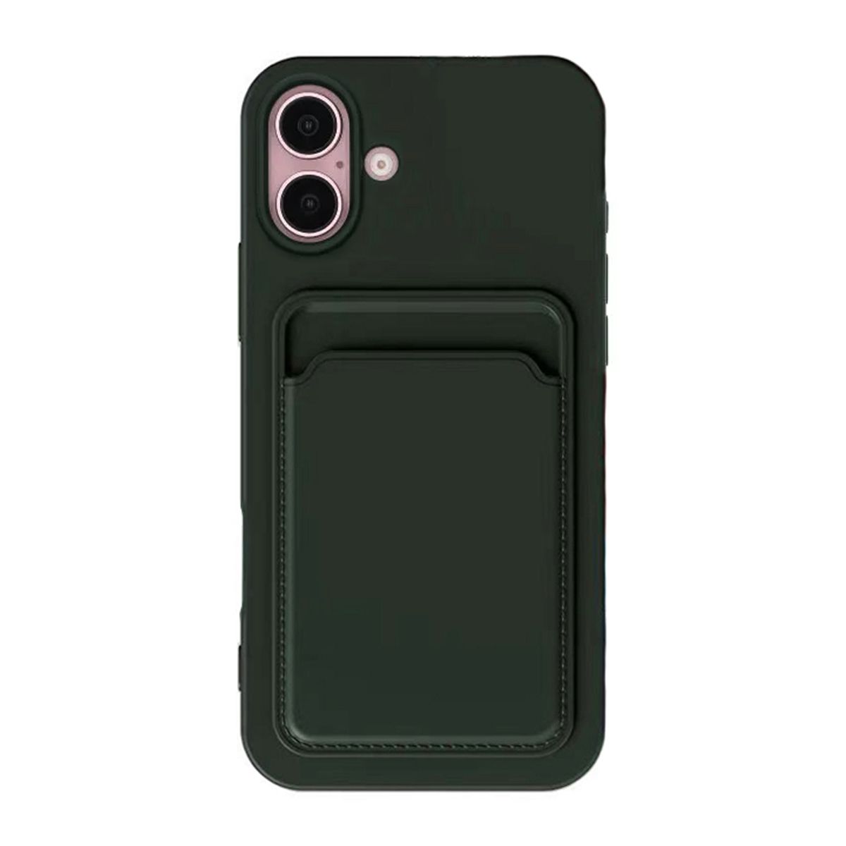 Silicone Case with Card Holder iPhone 16 Plus- Military green