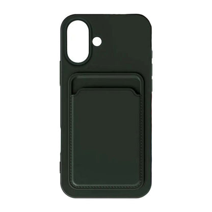 Silicone Case with Card Holder iPhone 16 Plus- Military green
