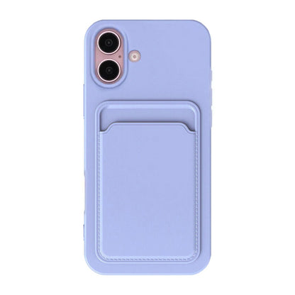 Silicone Case with Card Holder iPhone 16 Plus- Purple