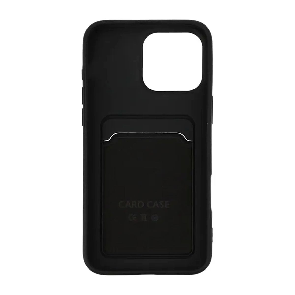 iPhone 16 Pro Max Silicone Phone Case with Card Holder - Black