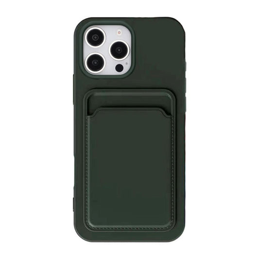 Silicone Case with Card Holder iPhone 16 Pro - Military green