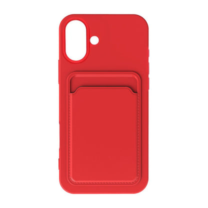 Silicone Case with Card Holder iPhone 16- Red